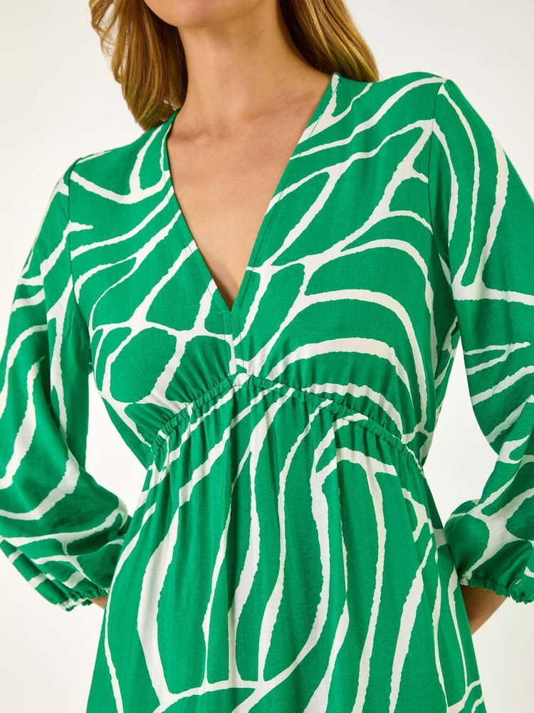 Roman Green Abstract Geometric Midi Dress - Image 5 of 5