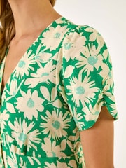 Vestido de chá com estampa de margaridas romanas e decote em V - Imagem 5 de 5