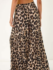 Roman Natural Animal Print Tiered Maxi Skirt - Image 4 of 5