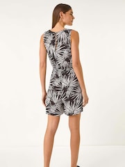 Roman Black Leaf Print Crinkle Playsuit - Image 3 of 5