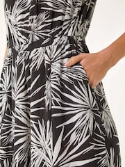 Roman Black Leaf Print Crinkle Playsuit - Image 5 of 5