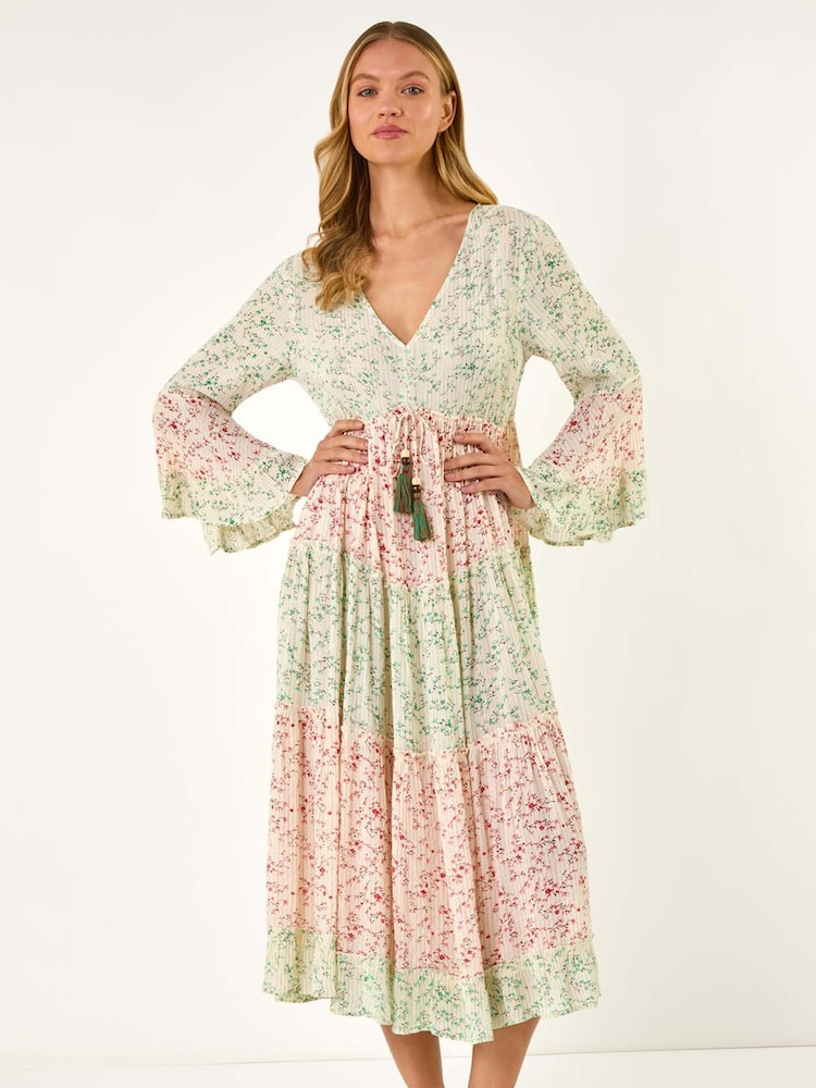 Roman Red Mix Print V-Neck Maxi Dress - Image 2 of 5