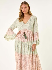 Roman Red Mix Print V-Neck Maxi Dress - Image 4 of 5