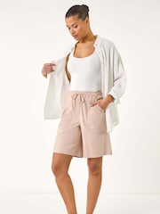 Roman Natural Drawcord Detail Pocket Shorts - Image 4 of 5