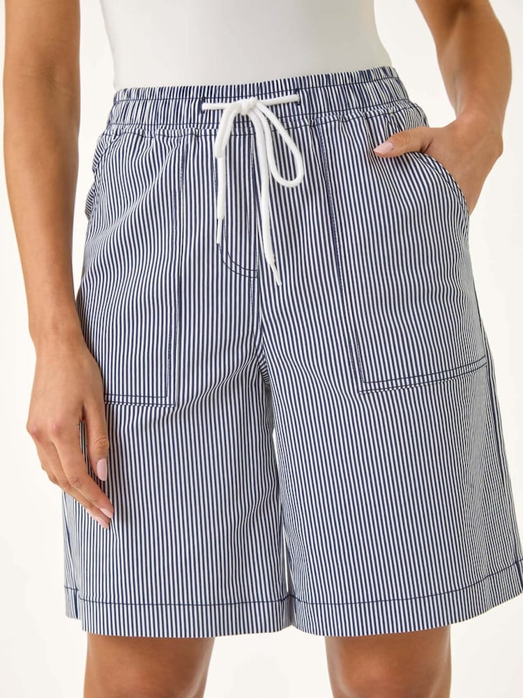 Roman Blue Baby Narrow Stripe Draw String Shorts - Image 5 of 5