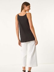 Roman Black Lace Trim Cami Stretch Top - Image 3 of 5