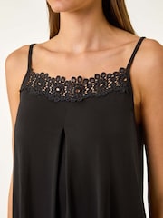 Roman Black Lace Trim Cami Stretch Top - Image 5 of 5