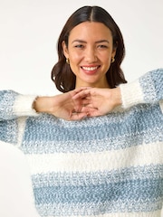 Roman Blue Contrast Shaded Stripe Jumper - Image 1 of 5