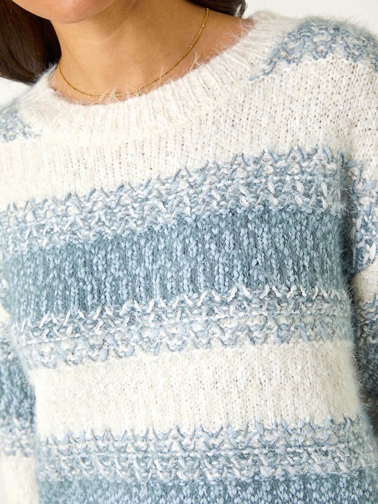 Roman Blue Contrast Shaded Stripe Jumper - Image 5 of 5
