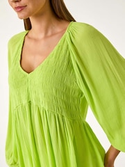 Roman Green Shirred V-Neck Top - Image 5 of 5