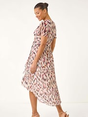 Roman Brown Leopard Ruffle Front Dress - Image 3 of 5