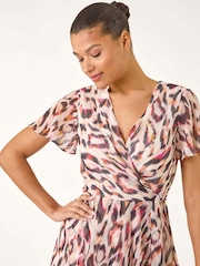 Roman Brown Leopard Ruffle Front Dress - Image 4 of 5