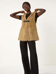Roman Brown Faux Fur Knit Jumper Vest - Image 3 of 5