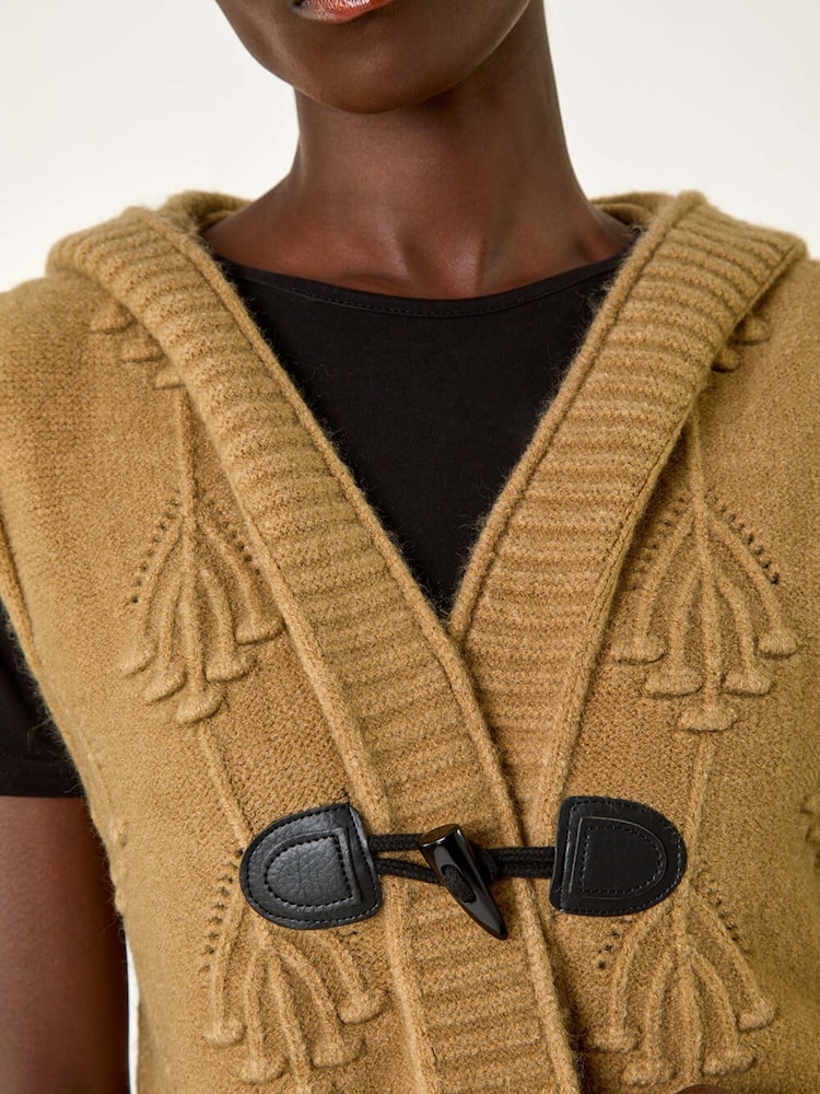 Roman Brown Faux Fur Knit Jumper Vest - Image 4 of 5