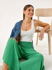 Roman Green Fine Stripe Wide Culotte Trousers - Image 1 of 5