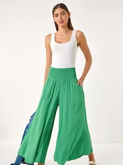 Roman Green Fine Stripe Wide Culotte Trousers - Image 2 of 5