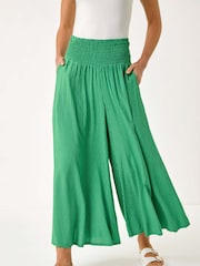 Roman Green Fine Stripe Wide Culotte Trousers - Image 3 of 5