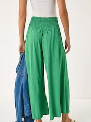 Roman Green Fine Stripe Wide Culotte Trousers - Image 4 of 5