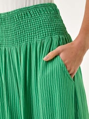 Roman Green Fine Stripe Wide Culotte Trousers - Image 5 of 5