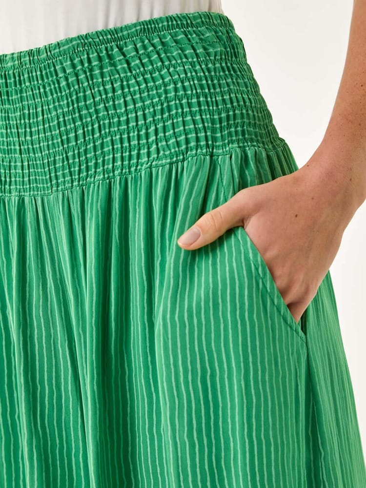 Roman Green Fine Stripe Wide Culotte Trousers - Image 5 of 5
