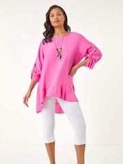 Roman Pink Necklace Frill Hem Tunic Top - Image 2 of 5