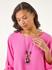 Roman Pink Necklace Frill Hem Tunic Top - Image 4 of 5