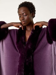 Roman Purple Dip Dye Faux Fur Trim Cardigan Cape - Image 4 of 5