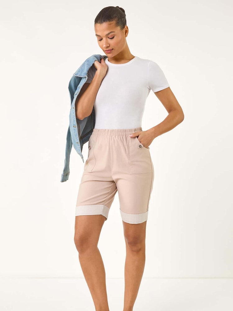Roman Natural Bengaline Turnup Stripe Shorts - Image 2 of 5