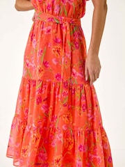 Roman Orange Spot Print Bardot Midi Dress - Image 5 of 5