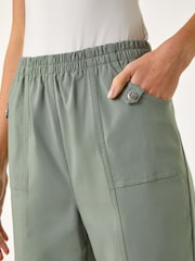 Roman Green Contrast Detail Cropped Stretch Trousers - Image 5 of 5