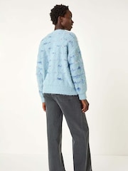 Roman Blue Stripe Fluffy Knit Jumper - Image 3 of 5