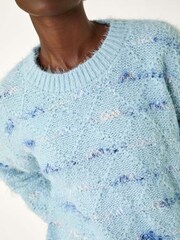 Roman Blue Stripe Fluffy Knit Jumper - Image 5 of 5