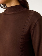 Roman Brown Pocket Detail High Neck Knit Dress - Image 5 of 5
