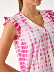 Roman Pink Pleated Tie Dye Frill Top - Image 5 of 5