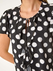 Roman Spot Print Ruffle Tie Front Blouse - Bild 5 von 5