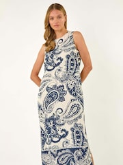 Roman Blue Paisley Print Midi Dress - Image 2 of 5