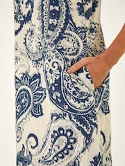 Roman Blue Paisley Print Midi Dress - Image 5 of 5