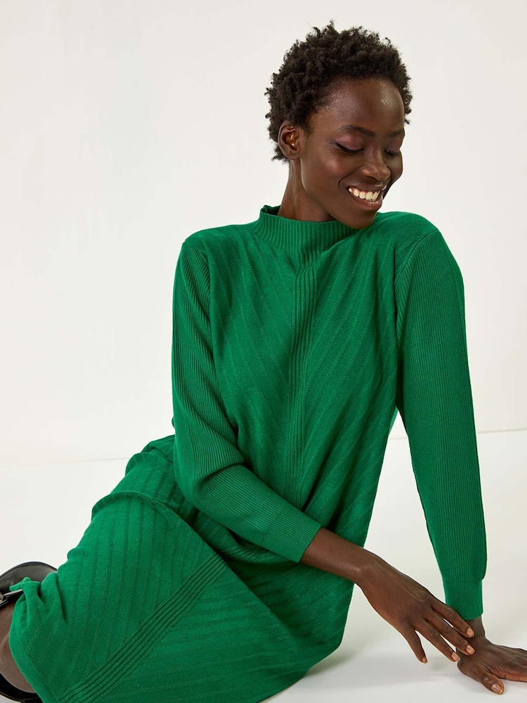 Roman Green Textured Rib Knit Dress - Image 1 of 5