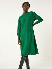Roman Green Textured Rib Knit Dress - Image 2 of 5