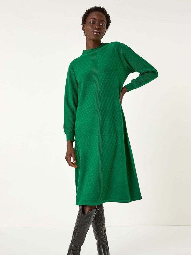Roman Green Textured Rib Knit Dress - Image 2 of 5