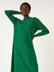 Roman Green Textured Rib Knit Dress - Image 4 of 5