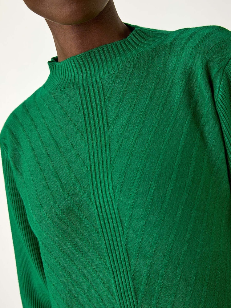 Roman Green Textured Rib Knit Dress - Image 5 of 5