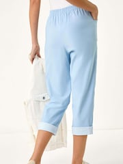 Roman Blue Sky Contrast Detail Cropped Stretch Trousers - Image 3 of 5