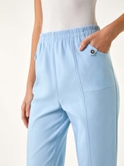 Roman Blue Sky Contrast Detail Cropped Stretch Trousers - Image 5 of 5