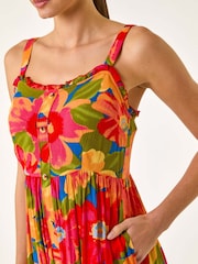 Roman Pink Floral Print Button Midi Sundress - Image 5 of 5
