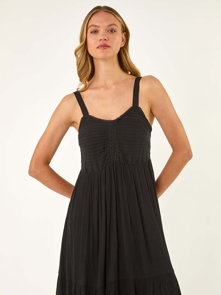 Roman Black Strappy Shirred Sundress - Image 2 of 5