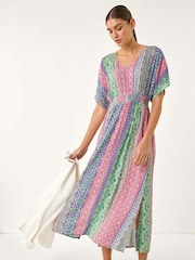 Roman Multi Boho Stripe Maxi Dress - Image 1 of 5