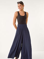 Roman Blue Relaxed Animal Print Wide Leg Trousers - Image 2 of 5