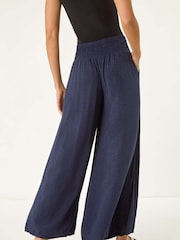 Roman Blue Relaxed Animal Print Wide Leg Trousers - Image 3 of 5