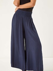 Roman Blue Relaxed Animal Print Wide Leg Trousers - Image 4 of 5